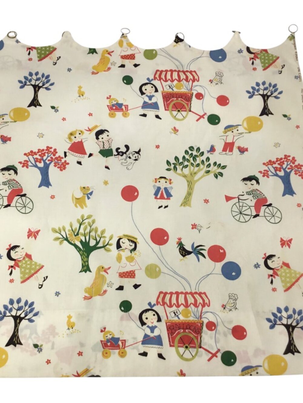 Vintage Everglaze Chintz Curtains Cafe Valance Fabric Juvenile Children Balloons - Picture 8 of 12